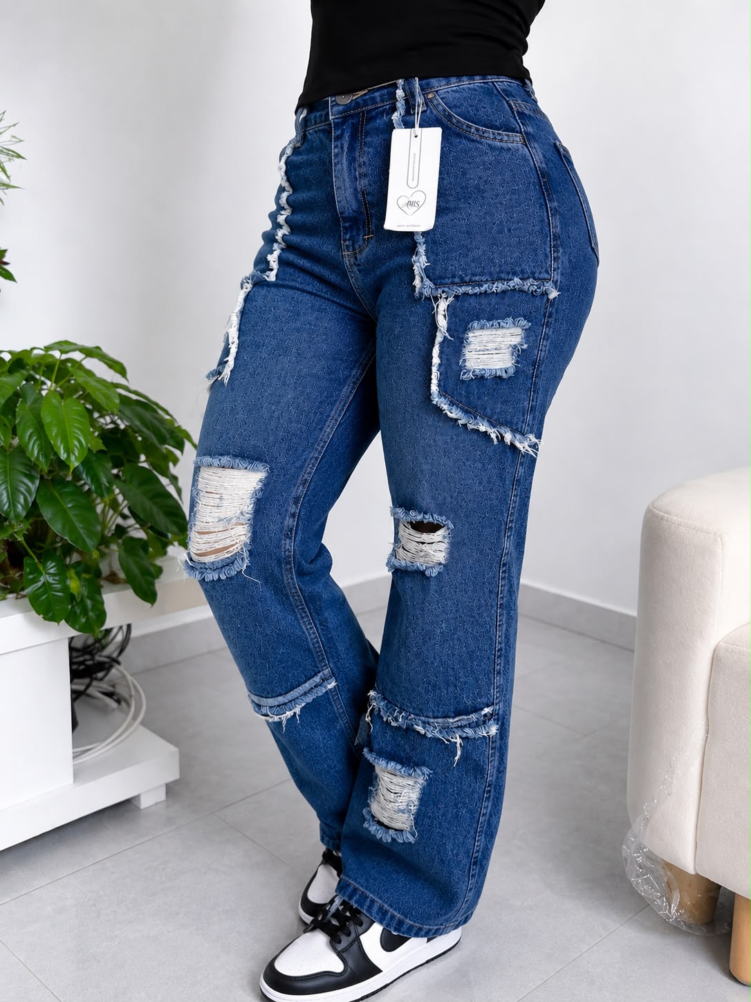 Jean Cargo Wide Leg Deshilachado - Tu Esencia Jeans